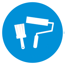 malerpinsel icon in hell blauem kreis
